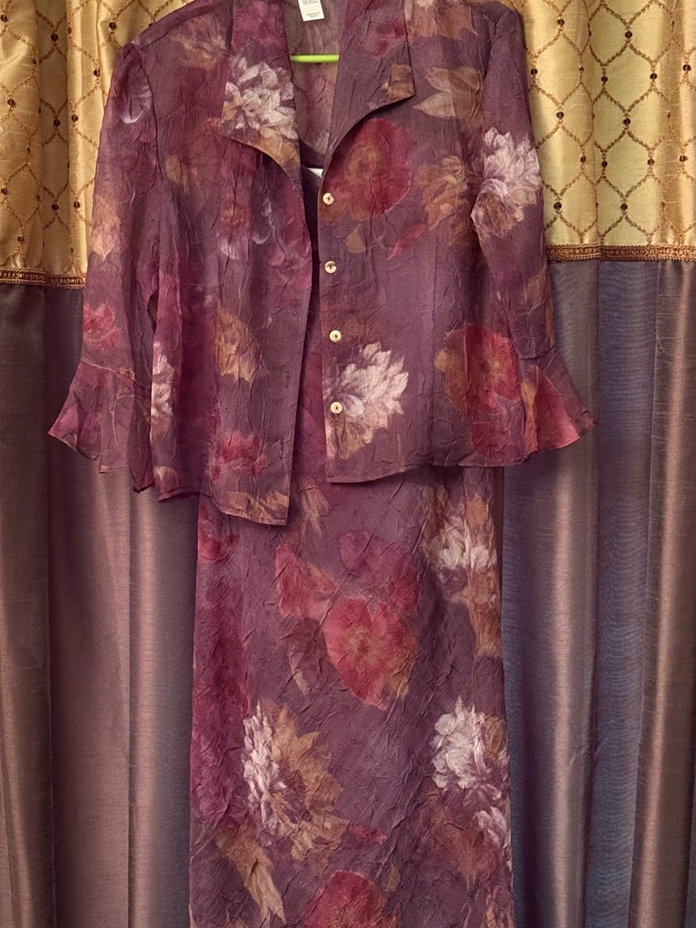 Coldwater Creek Purple Floral Two-Piece Dress Set